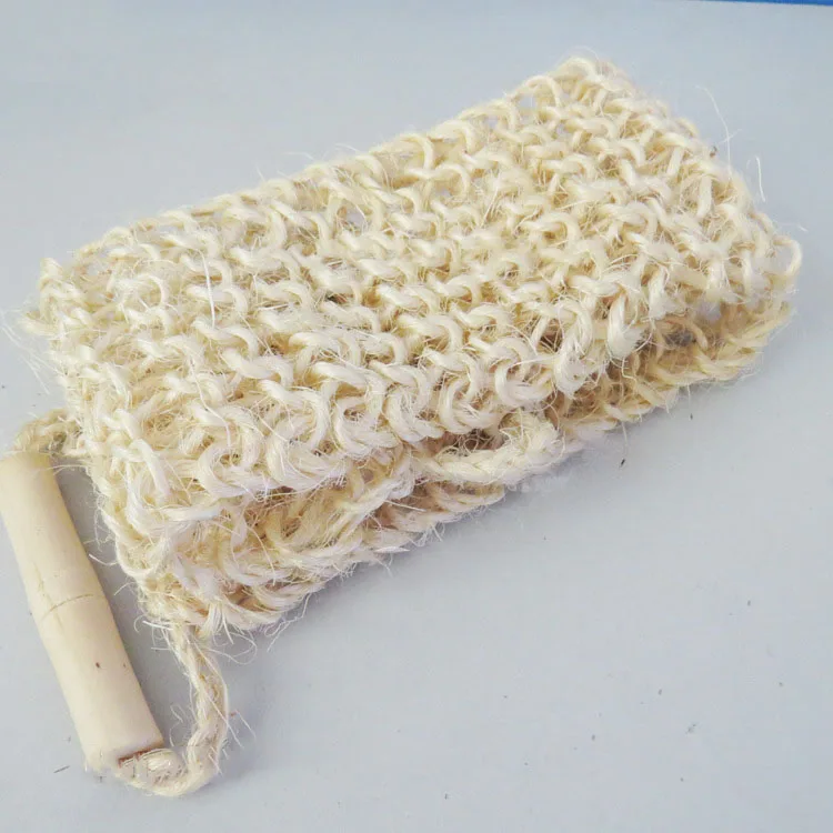 Exfoliating dead skin shower towel Skin Care bath towel Scrubber Sisal Hemp Strap Wooden Handle