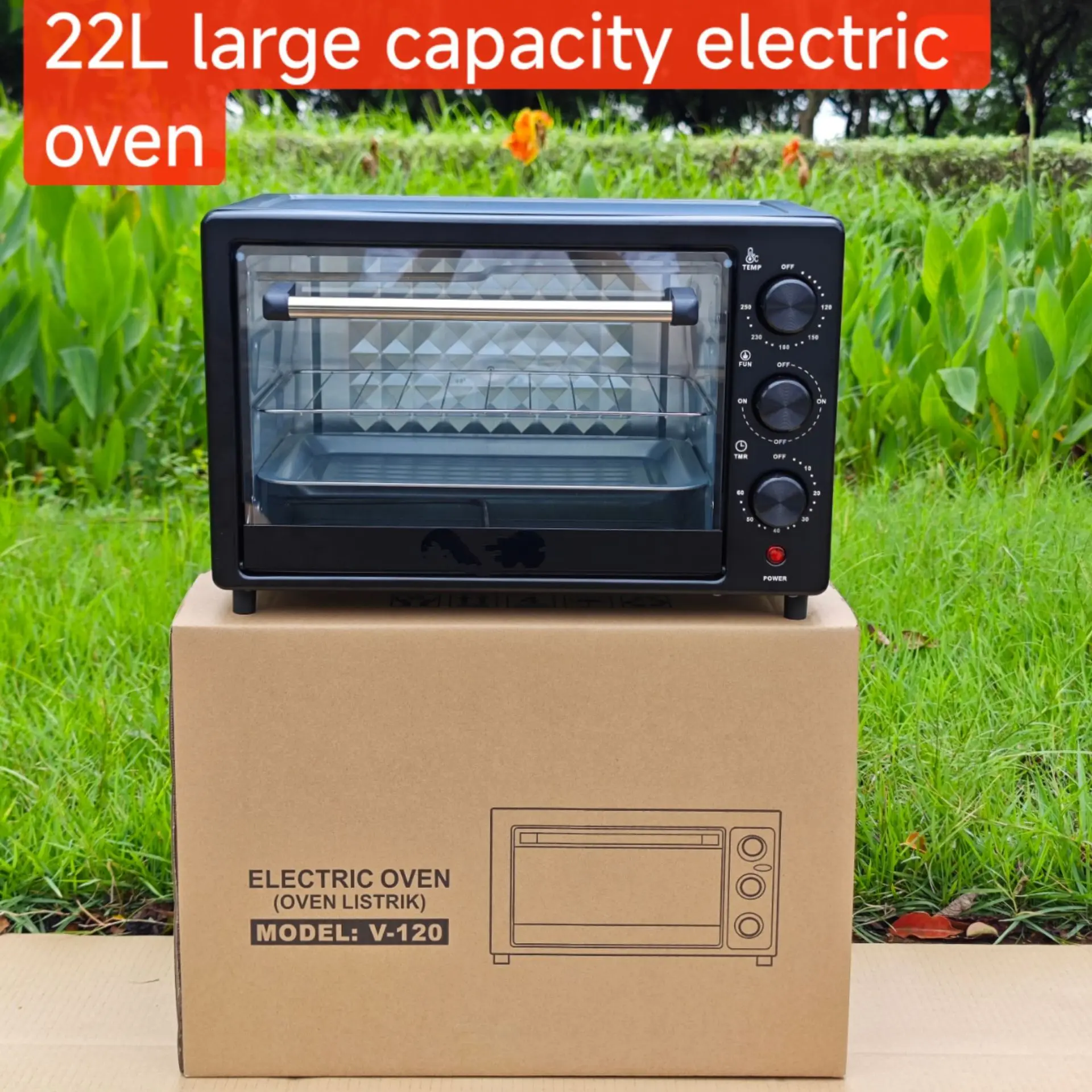 22L multifunctional electric oven for household use, with large capacity and customizable timed baking