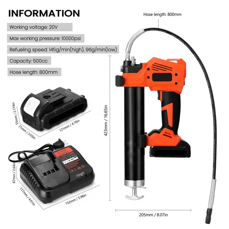 12v cordless rechargeable grease gun battery lithium battery operated pressure 8000 psi electric grease gun kit electric