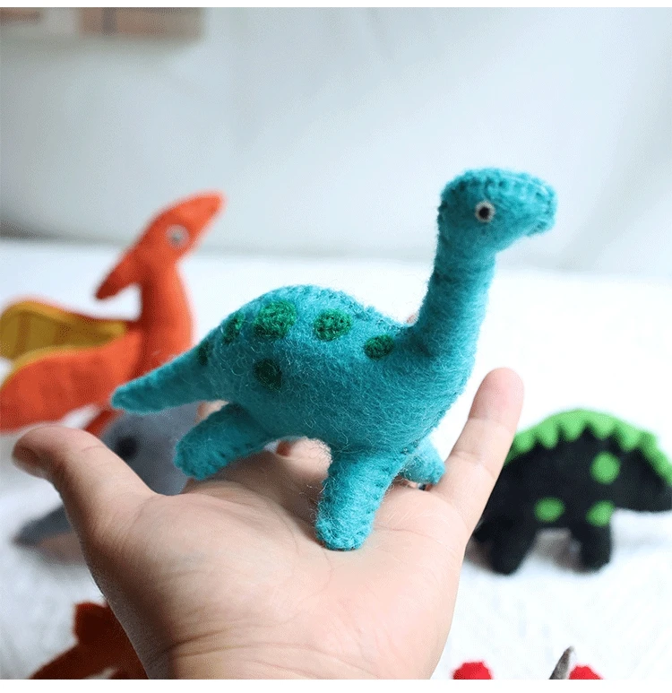 14 cm animals Felt Ornament soft Toy Handmade Felt Wool Dinosaur Kids Baby Dinosaur Toys