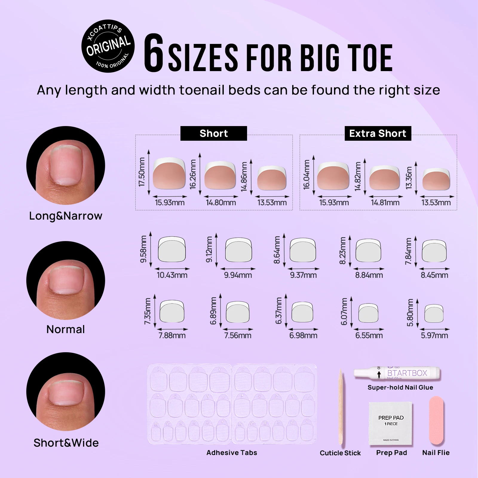 BTArtbox Custom French Tips Foot Toe Nails Wholesale Short Square Artificial Fake Brown Toenails Soft Gel Press on Toe Nails Set