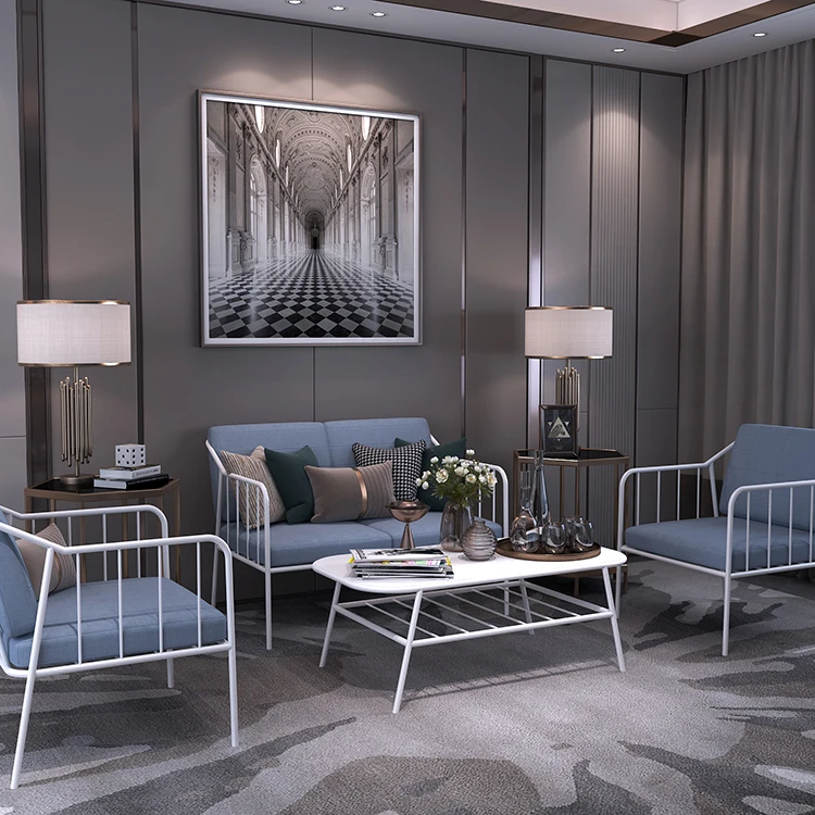 
Metal Lounge Seating Sofa with Cushion Coffee Table Bench Chair Modern Furniture 
