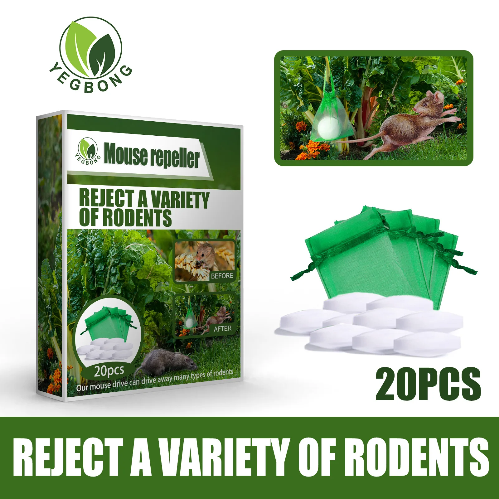 20pcs Natural Harmless and Chemical-free Strong Rat Repellent Cream Rodent Rat Repellent Gel Rodent Repellent Pills