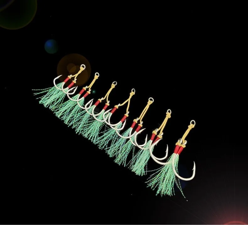 Addictpro wholesale manual binding jigging assist hooks double hook with bright silk double hook 1/0-11/0