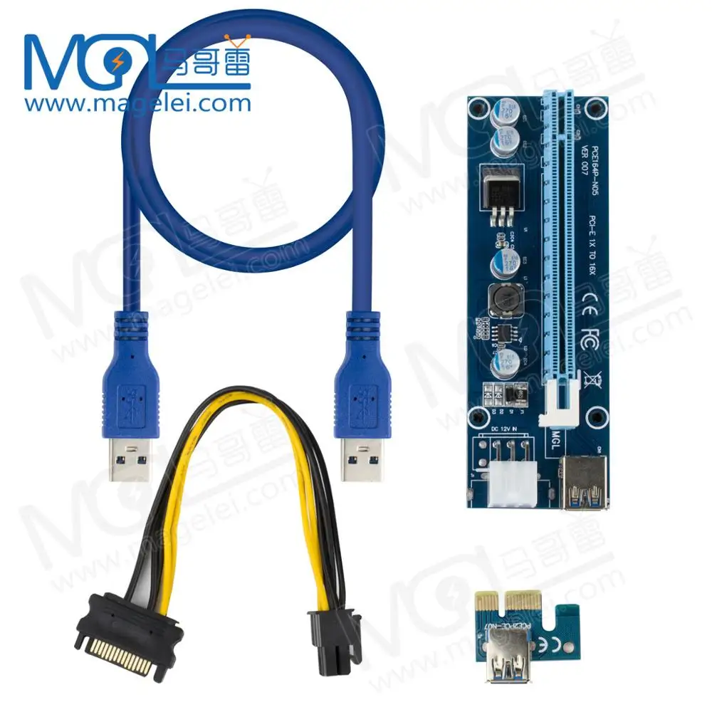 Карта расширения PCIE 1X16 007s/006C 6Pin графическая карта V007S/V006C с удлинителем 60 см USB3.0 по заводской