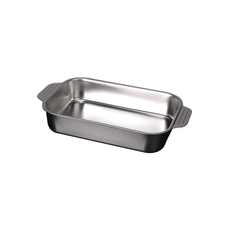 New arrived two type 0.6mm deep safety stainless steel kitchen handle bread food baking tray plate for oven