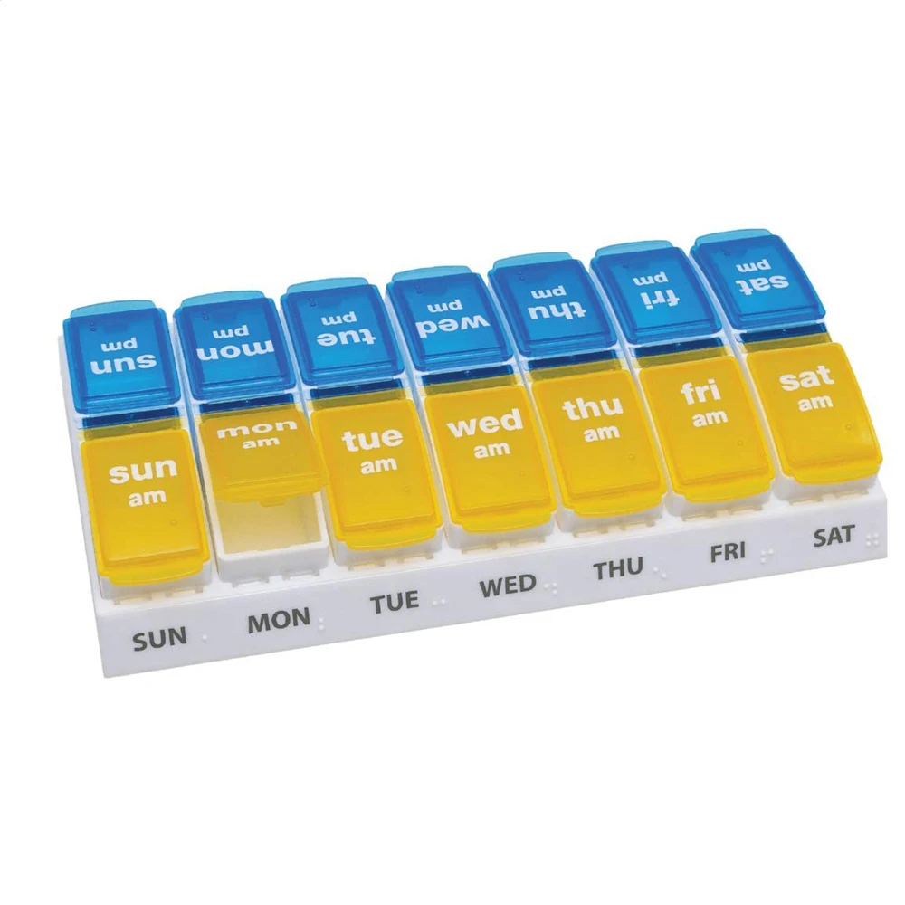 Weekly Removable Pill Box Case 7 Days 14 Compartments Plastic Pill Box