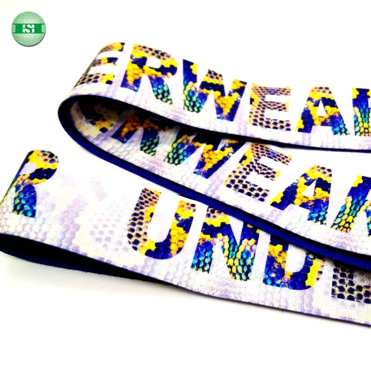 Fashion letter print elastic band colorful logo strap fully customized with your own design