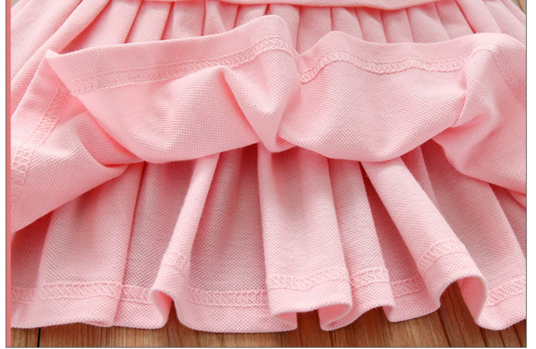 New Design Kids Summer Spring 100%cotton Preppy Style Girl Dress Rainbow Embroidery Kids Polo Dress