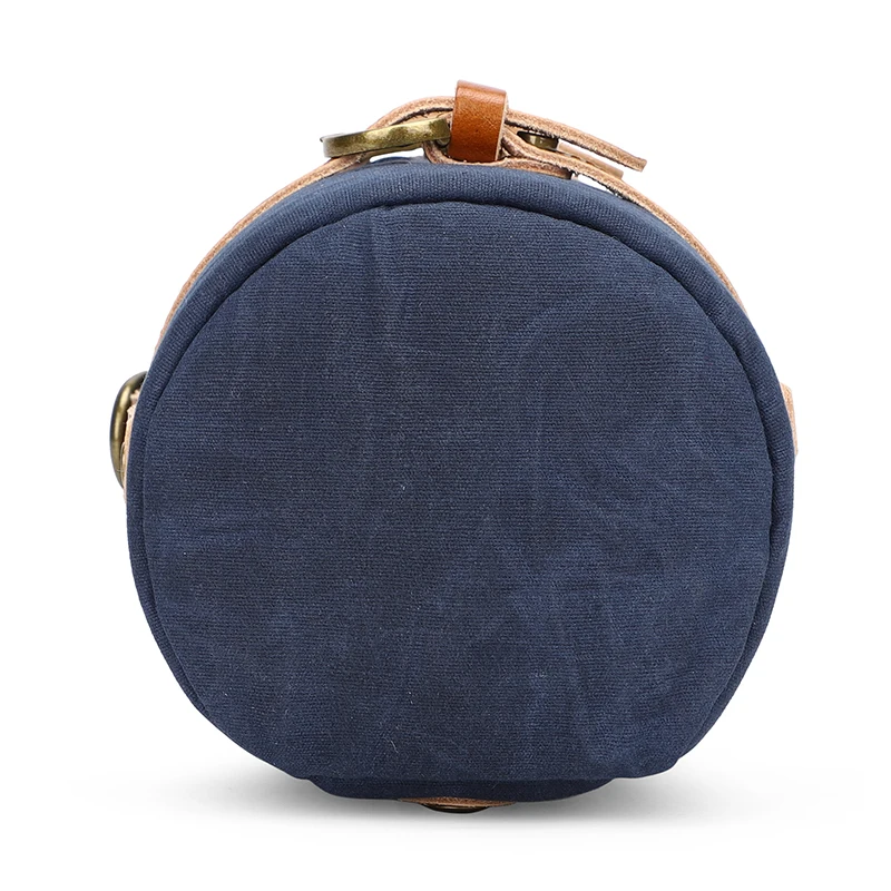 
Canvas leather waterproof small protector camera lens padded pouch barrel bag 