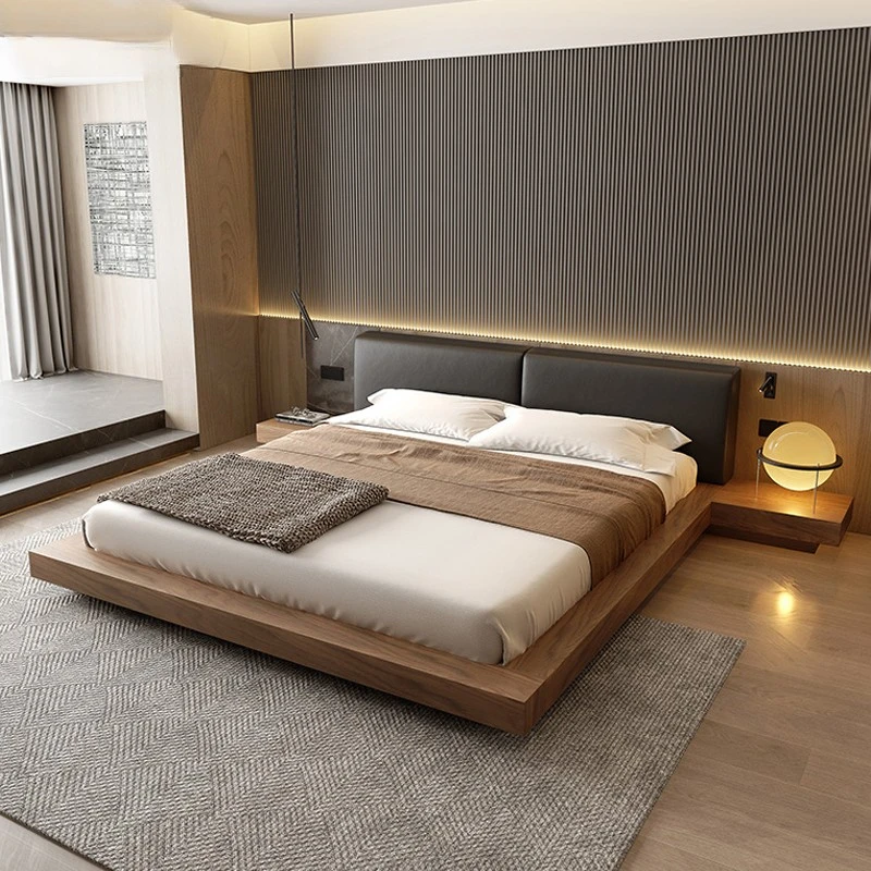 Factory custom northern modern minimalist tatami platform bed Nordic Japanese style floor double bed