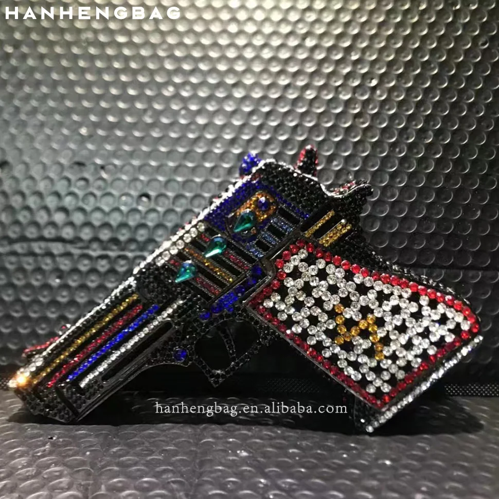 High Quality Clutch Handbag Purses Rhinestone Purse Diamond Skull and Bat Evening Bag
