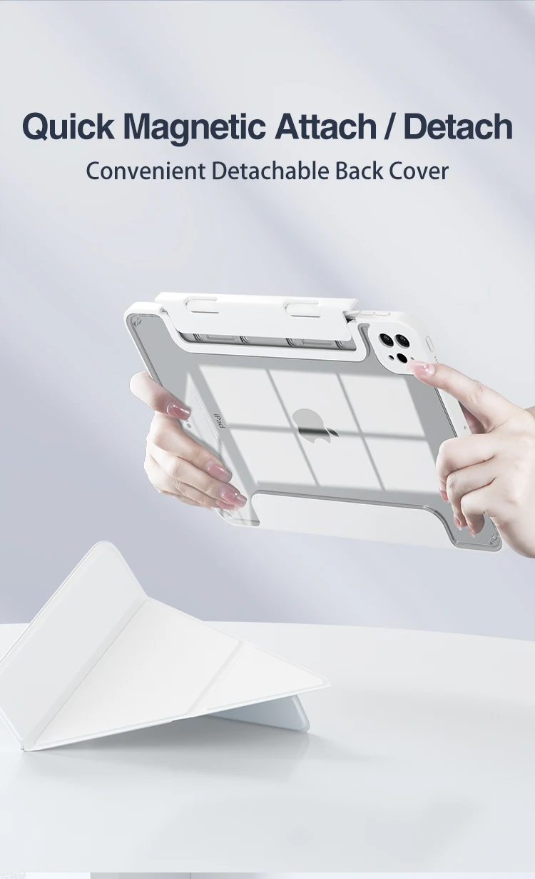 2022 New Stock Detach Origami Flip Smart iPad Pro  Leather case With Pencil holder For iPad Air for iPad Pro 11 Magnetic Case