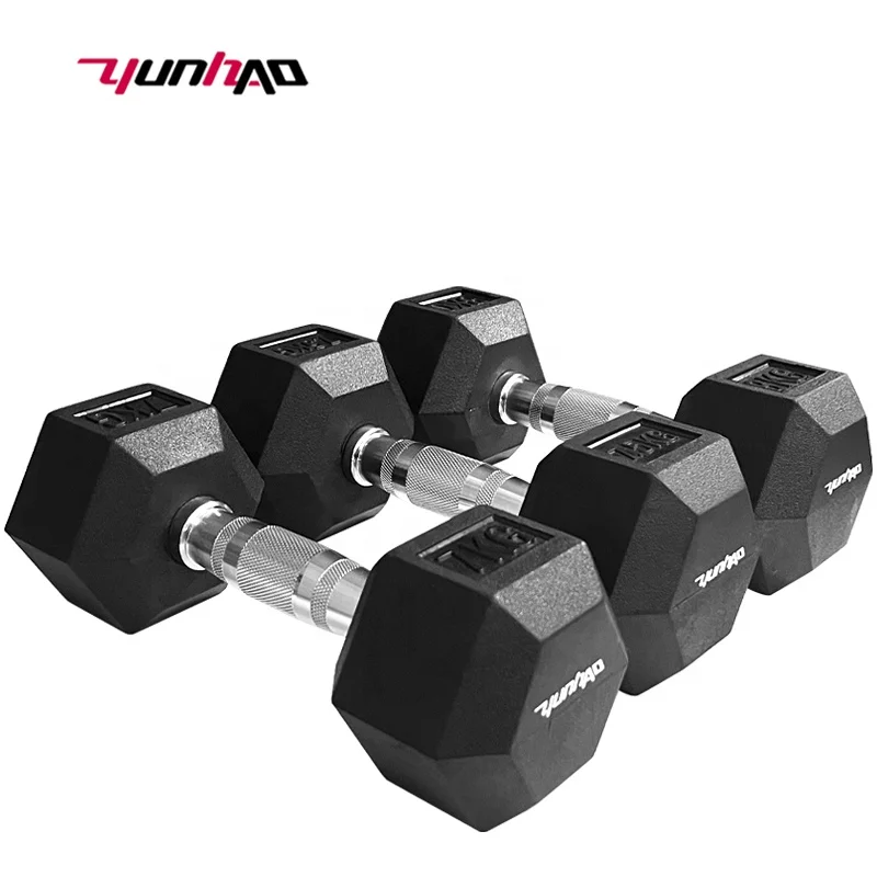 Wholesale Gym Equipment Cheapest Buy Online 2.5-50KG Rubber Cast Iron Hex Dumbbell Set