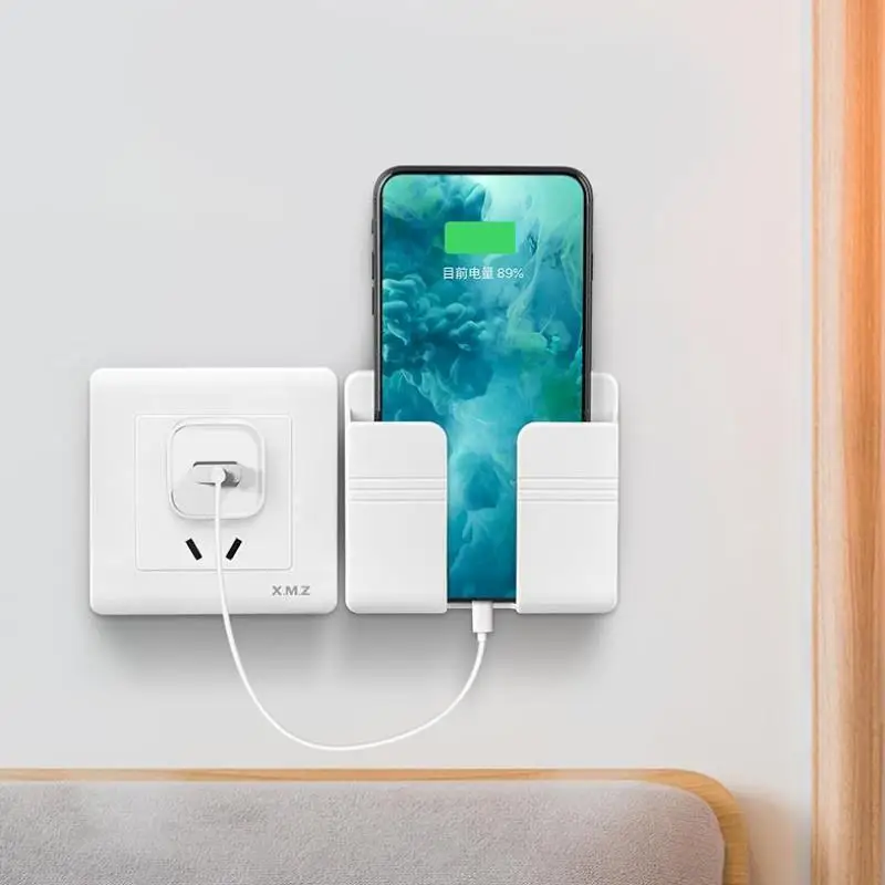 FS152 2024 Universal Multifunction Home Wall Mount Stand Adhesive Phone Charging Holder Bracket Storage Mobile Phone Holders