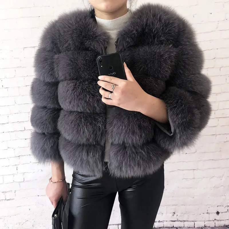 2023 Winter new style Fashion short real fox and natural raccoon fur Jacket Vest fur coat for women