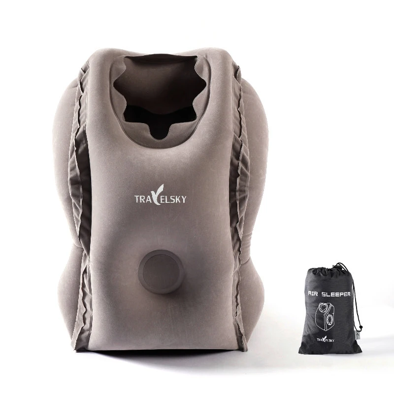 wholesale bolster PVC flocking Inflatable wedge neck travel pillows