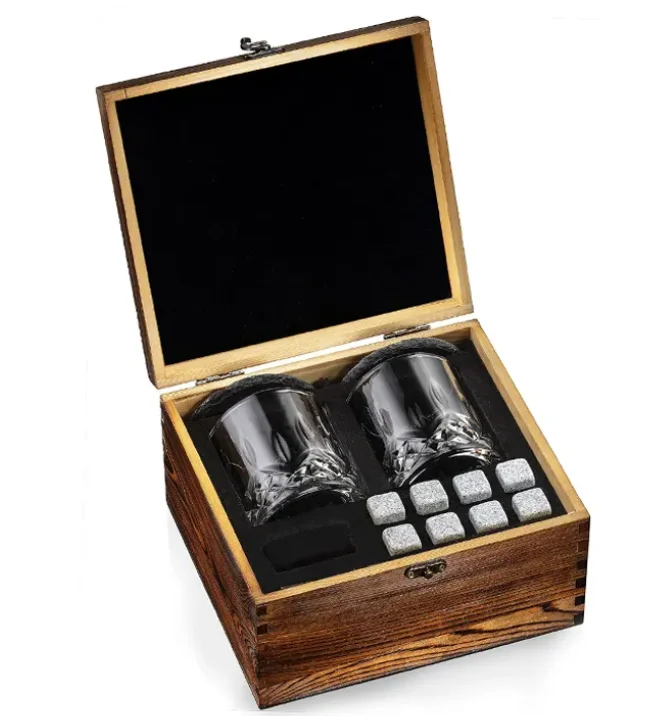 wholesale whisky rocks 2 old fashioned glasses granite chilling whiskey stones gift set in wooden box for men anniversary
