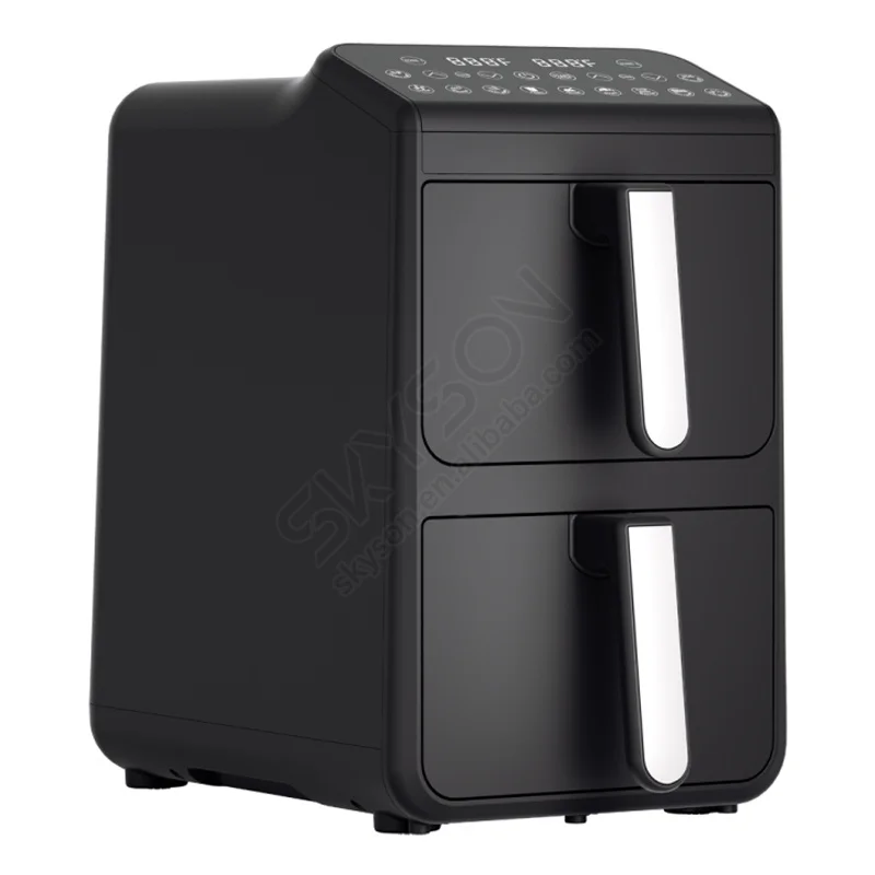 Hot selling New design 5.5L+5.5L vertical double stack dual digital air fryer with window for large family