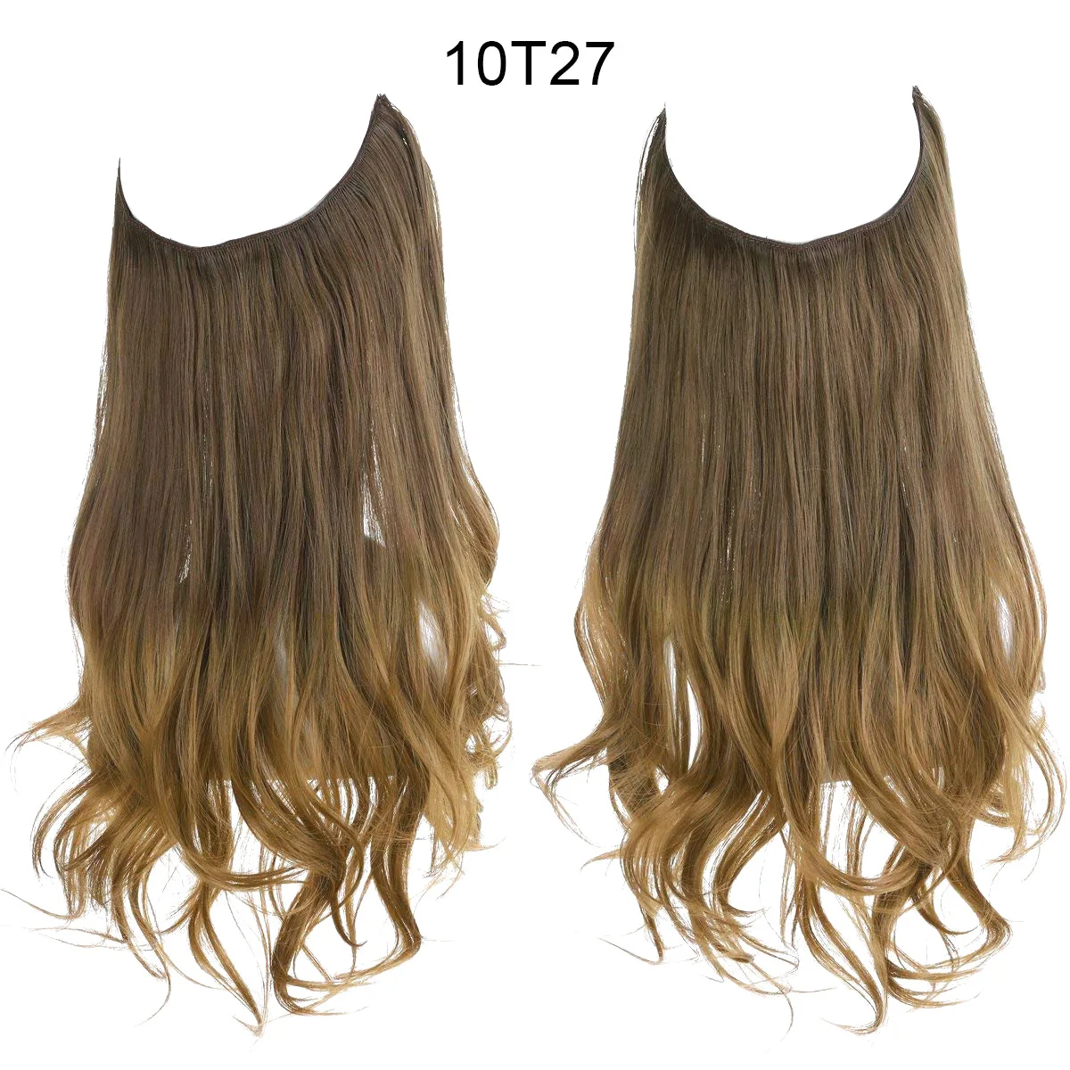  Invisible Wire Hair Extensions Secret Transparent Fish Line NO CLIP in Curly Wavy Hidden Crown Hairpiece for