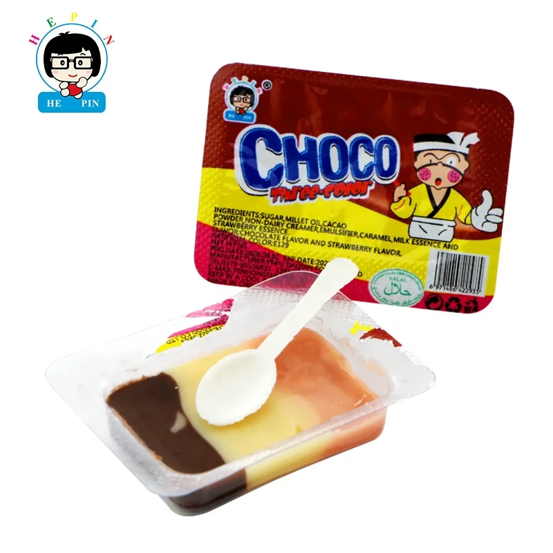 OEM Order Box Packing 5g 3 Colours 3 Flavours Chocolate Cup Choco Candy Jam For Kids