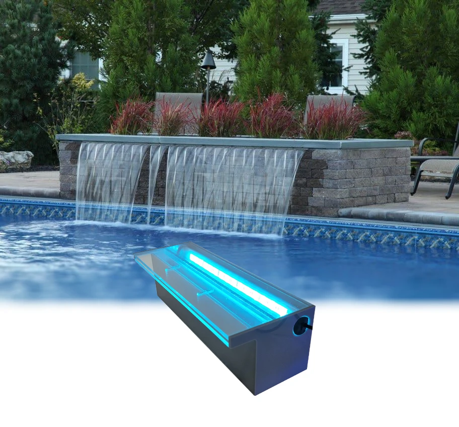 30mm short lip indoor LED garden acrylic sheer descent swimming pool wall waterfall