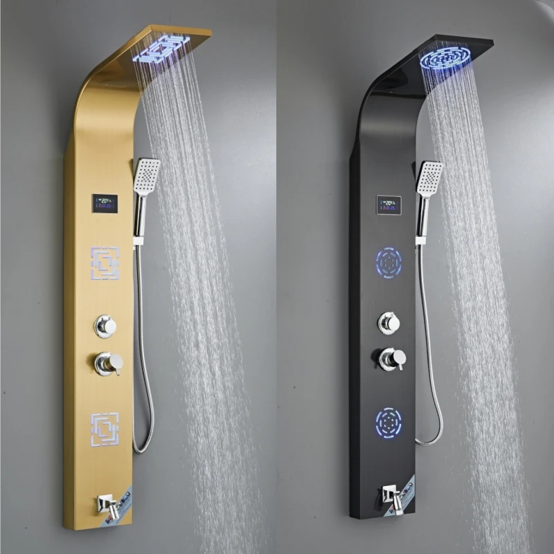 Luxury Style Multiple Colors Brushed Electroplating SUS 304 Square Bathroom Bath & Shower Faucets Shower Panel