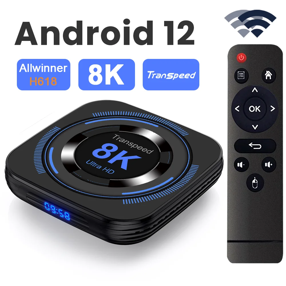 Новое поступление самый дешевый Transpeed Allwinner H618 Android 12 TV BOX Dual Wifi 32G64G четырехъядерный Cortex A53 Поддержка 8K видео