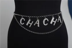 Women Body Chain Jewelry Handmade Sexy Rhinestone Trending Words DIY Letter Waist Chain Belt