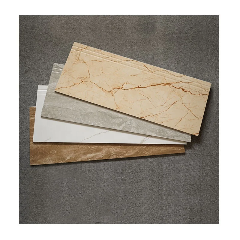 Dark Gray High Glossy Glazed Stair Case Riser Anti-Slip Porcelain Golden Groove Stair Step Tile