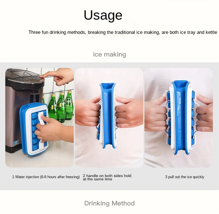 Silicone Ice Cube Tray Ice Cube Maker Bottle Molds With Lid Sanitary Ice Tray For Freezer