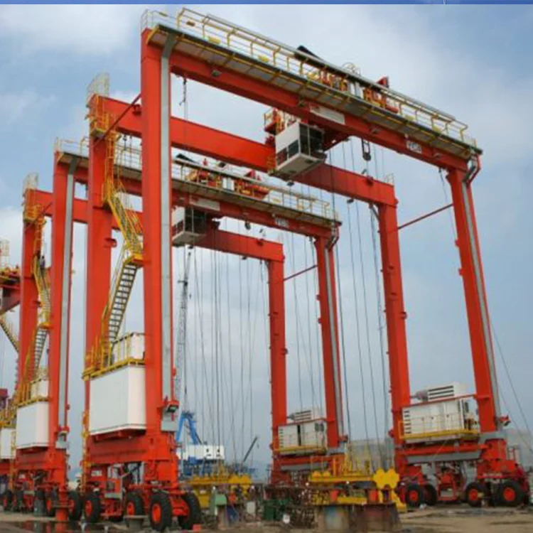 40t straddle carrier sea port rtg crane 45t 50ton rubber tyred container gantry crane