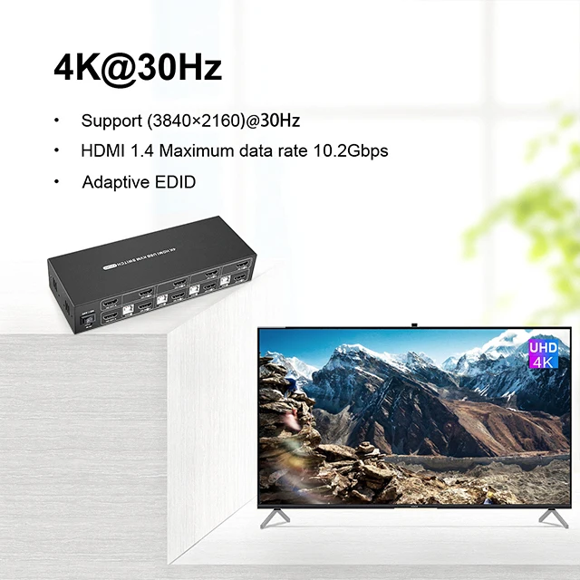 Vitalforce High Quality Dual Monitor HDMI KVM Switch  4 Ports Hot Key Arc Extractor 4K 30hz  KVM Switches