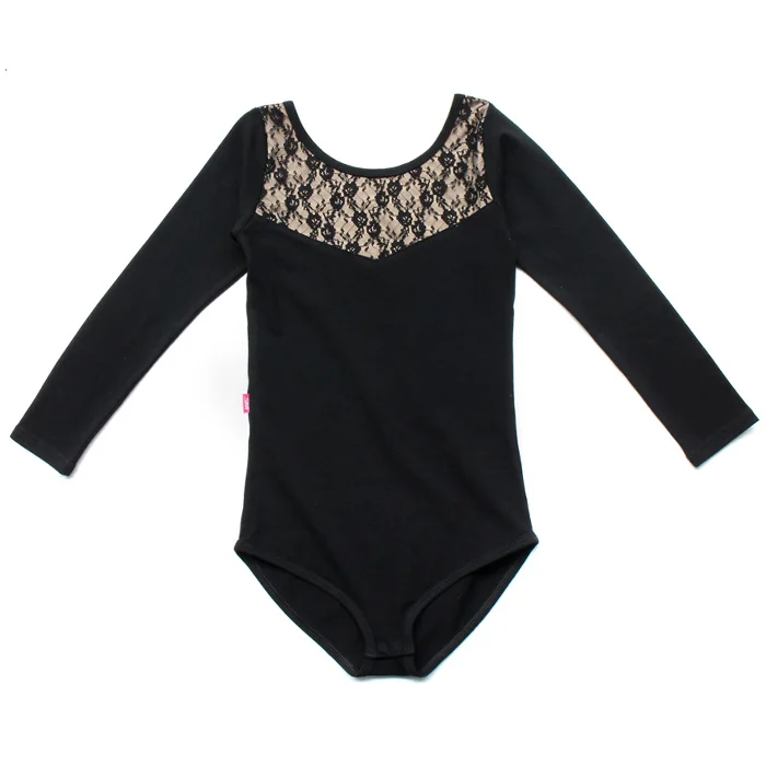 Изысканный кружевной балетный боди с длинными рукавами для девочек элегантный костюм художественной гимнастики
