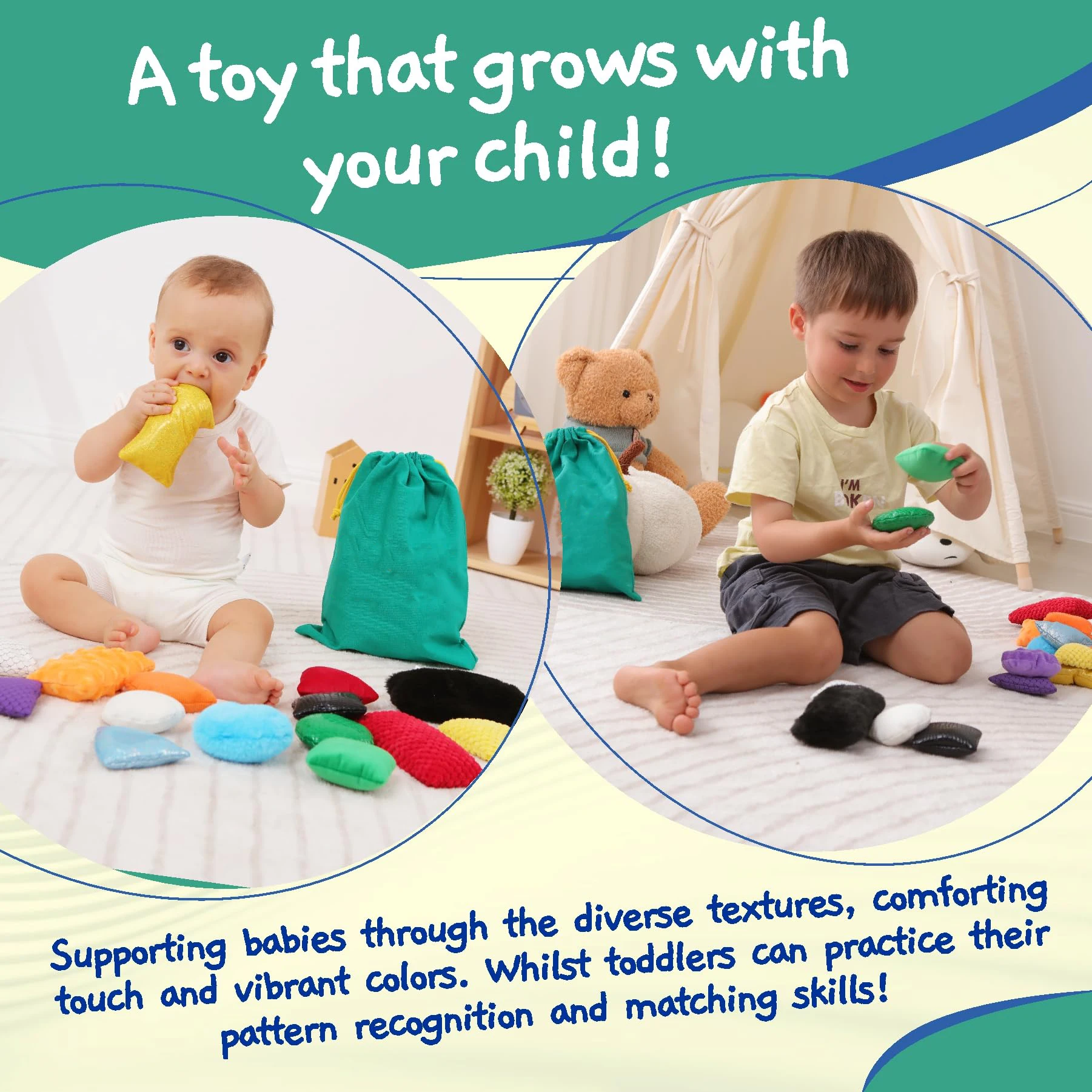 Autism and ADHD Baby Toys Learning & Education Fidget Sensory Toys Texture and Colour Sorting Sensory Bean Bags