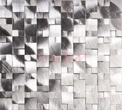 Mosaic Wall Tiles and Stick Interior Tiles Porcelain Instant Mosaic Brushed Aluminum Mixed Color 30 X 30MM 300x300mm Basketweave