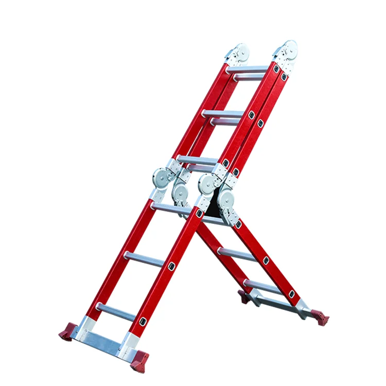 4 x 3 steps hot sale multifunctional big hinge folding fiberglass ladder