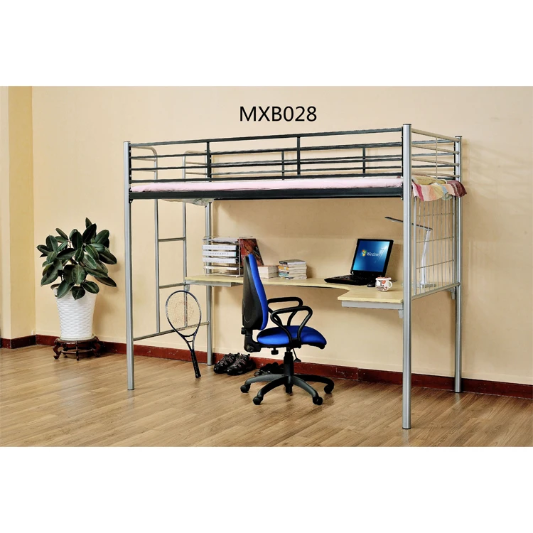 Full Over Full Loft Dormitory Bed Metal Steel Bunk Beds With Desk