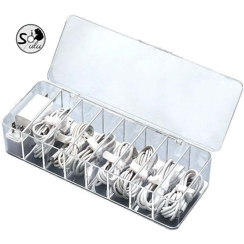 2021 new transparent multifunctional cable storage organizer dustproof data cable storage box manufacturer wholesale