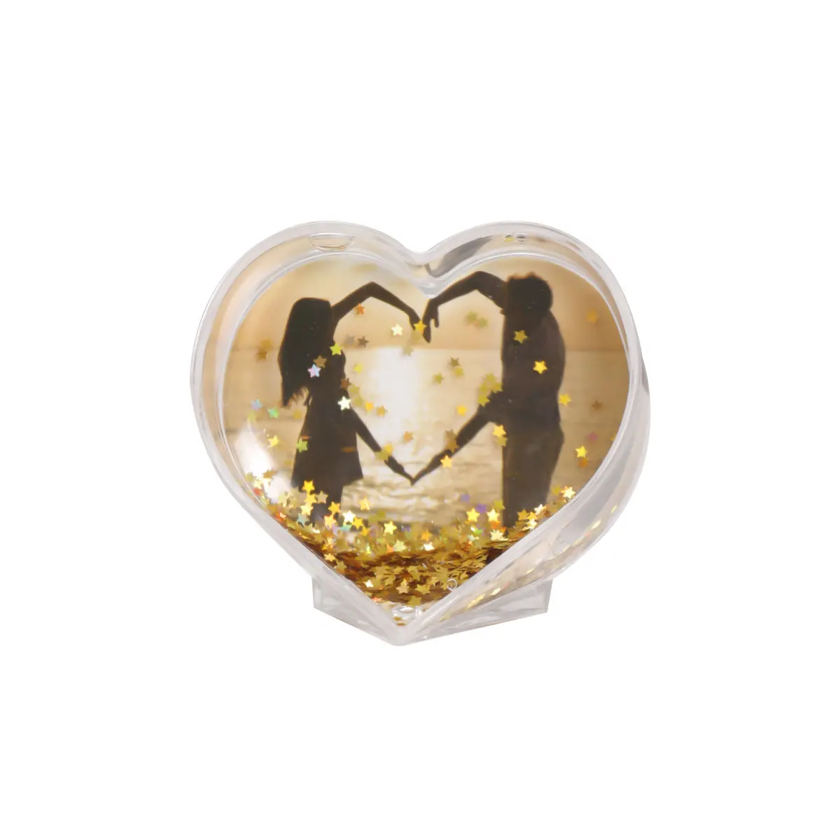 Heart Shaped Personalized Snow Globe Photo Frame Cute Family Couple Custom Birthday Gifts for Women