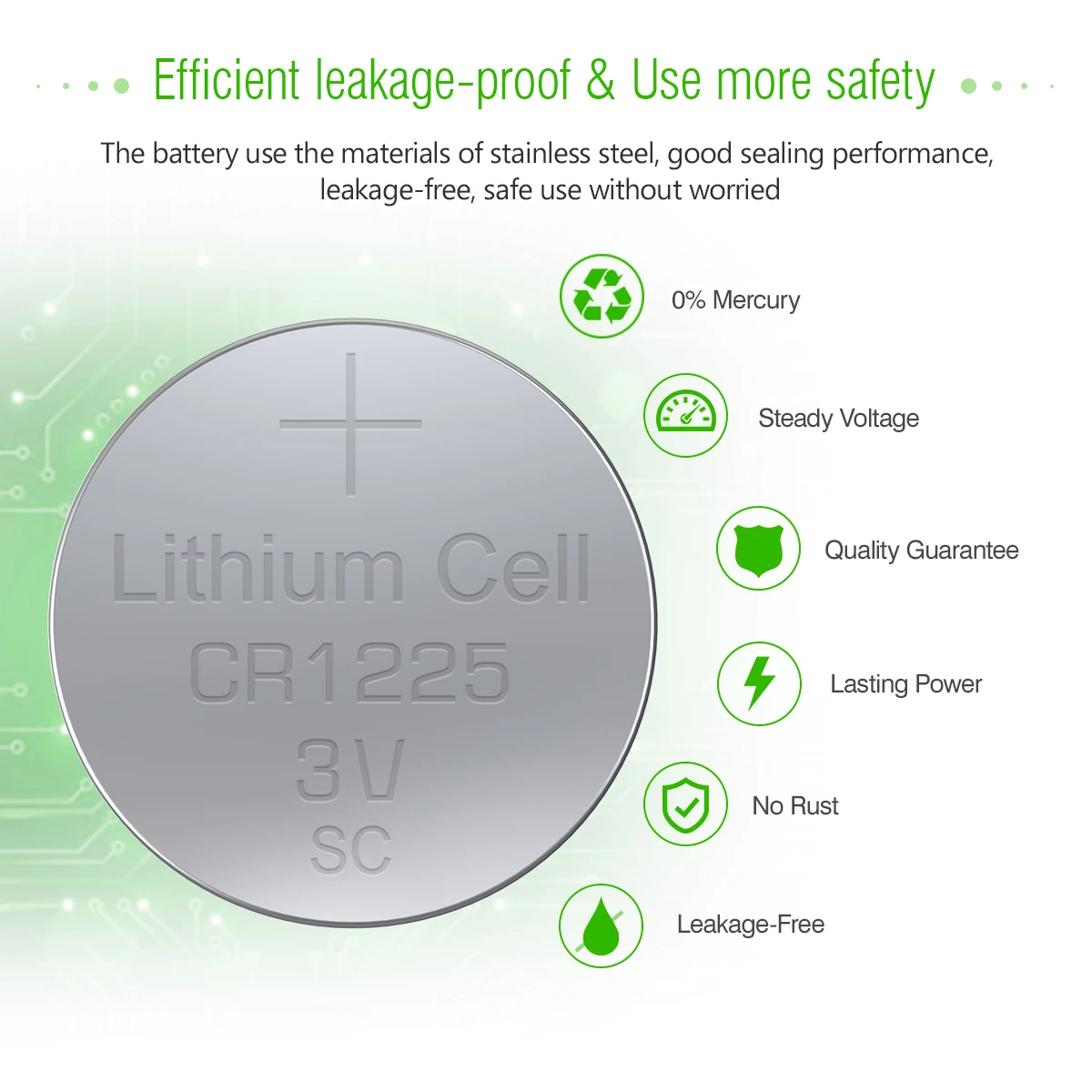 EBL Limno2 Thin 50mAh Battery Coin Cell Lithium Battery CR1225 3.0V Lithium Button Cell Batteries