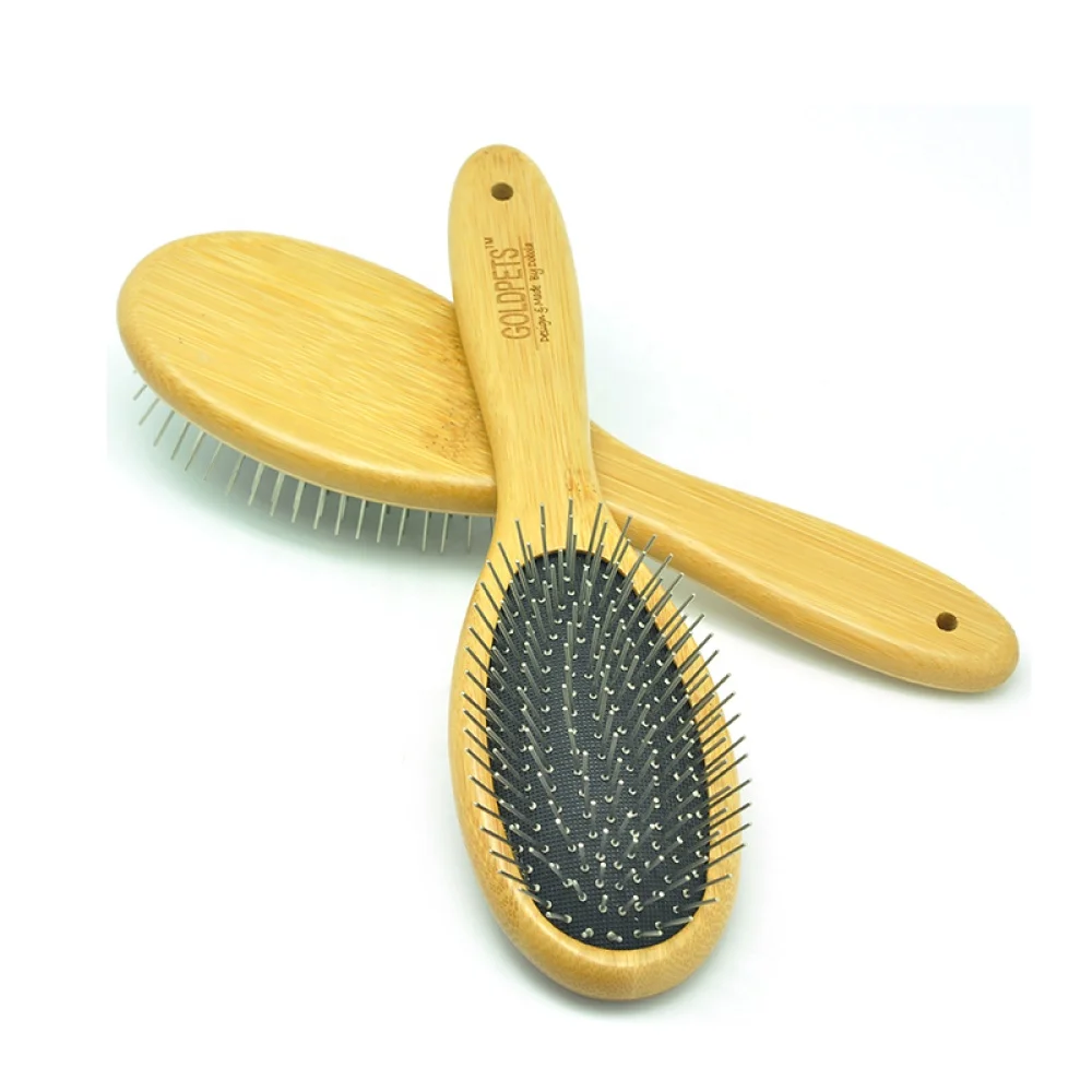 Lorenzo OEM Cepillo Para Perro S 55x195mm 50g Furmines Steel Pin Brush Bamboo Dog Grooming Set Equipment Wet Slicker Pet Brush