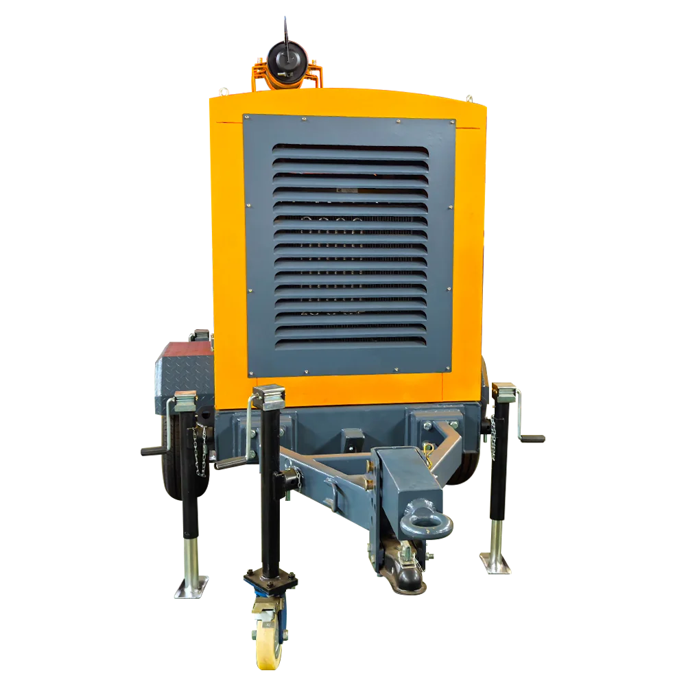One click start-up trailer type diesel engine high flow fast drainage self suction pump