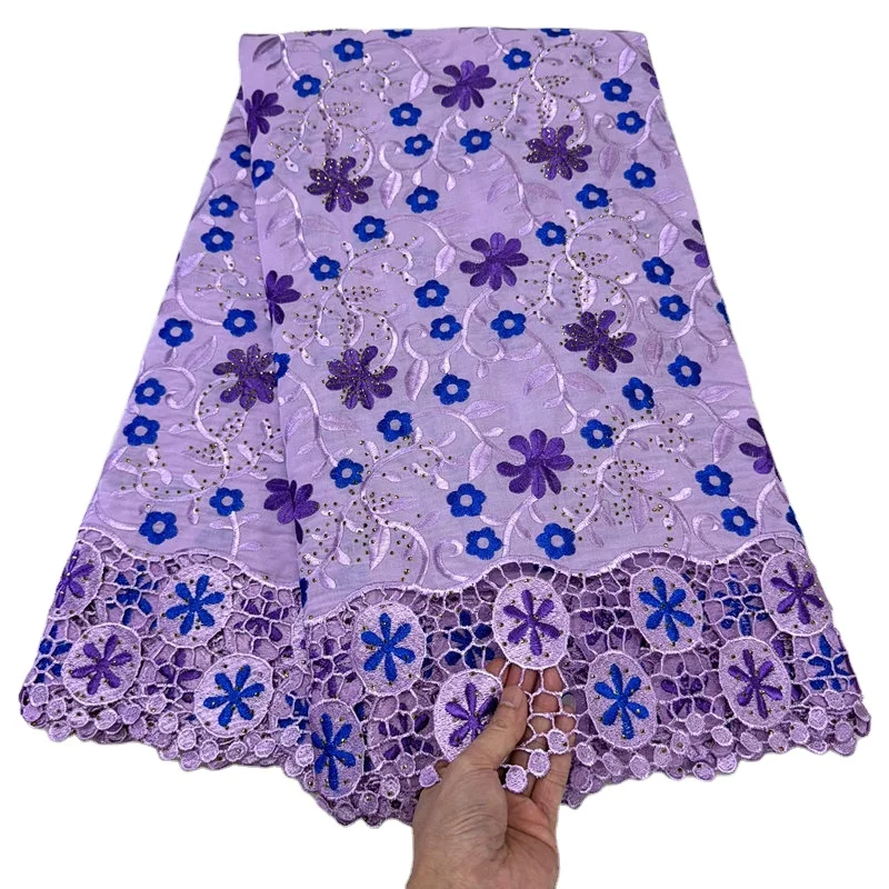SS115 2024 High Quality African Cotton Lace Fabric Embroidered Swiss Voile Lace Boys Wedding Dress Woven Techniques Nigerian