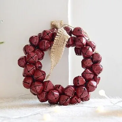 Hot colorful Christmas ornaments iron bell wreaths metal Christmas bell garland wreath