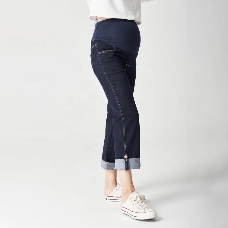 Fashion Elastic Pants Pregnancy Denim Clothes Pregnant Women Belly Trousers Maternity Jeans Pregnant