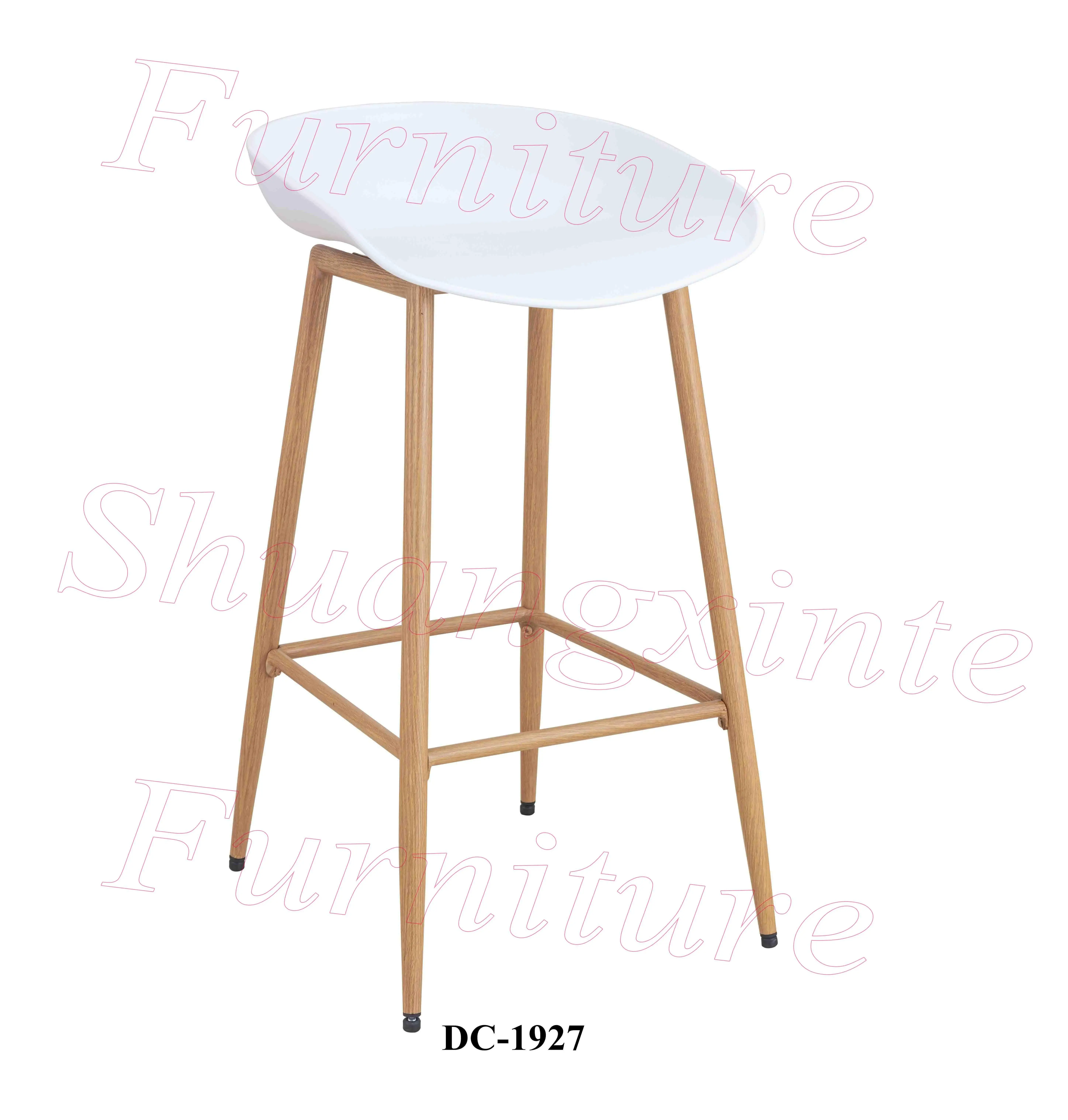 Simple metal nordic kitchen modern PP contoured back thermal transfer legs bar stool cafe high bar chairs for bar table