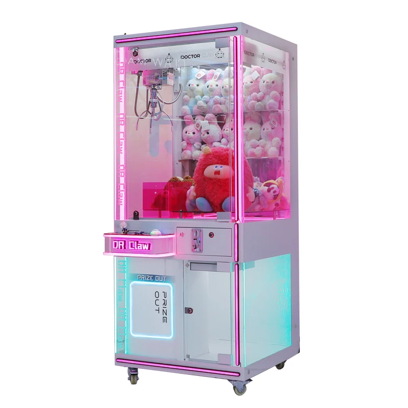 transparent pink claw machine toys for sale Indoor Transparent Tide House Small Toy Mini Crane Claw Machine with Bill Acceptor