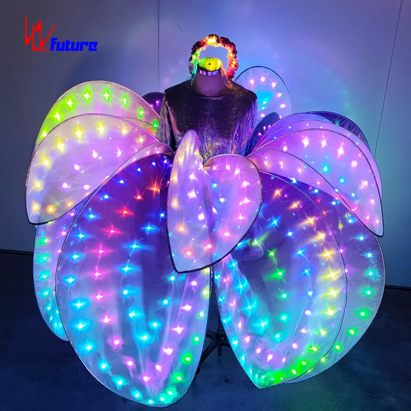 Purple LED Pixel Flower Costume Dance Stage Show Costume Entertainment LED Light Petals