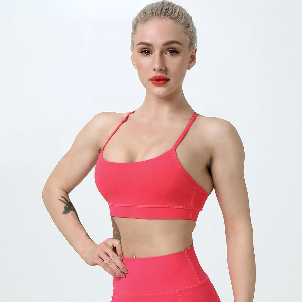 MIQI Wholesales Breathable Gym Clothing Eco Friendly Women Sexy Strappy Back Yoga Sports Bra